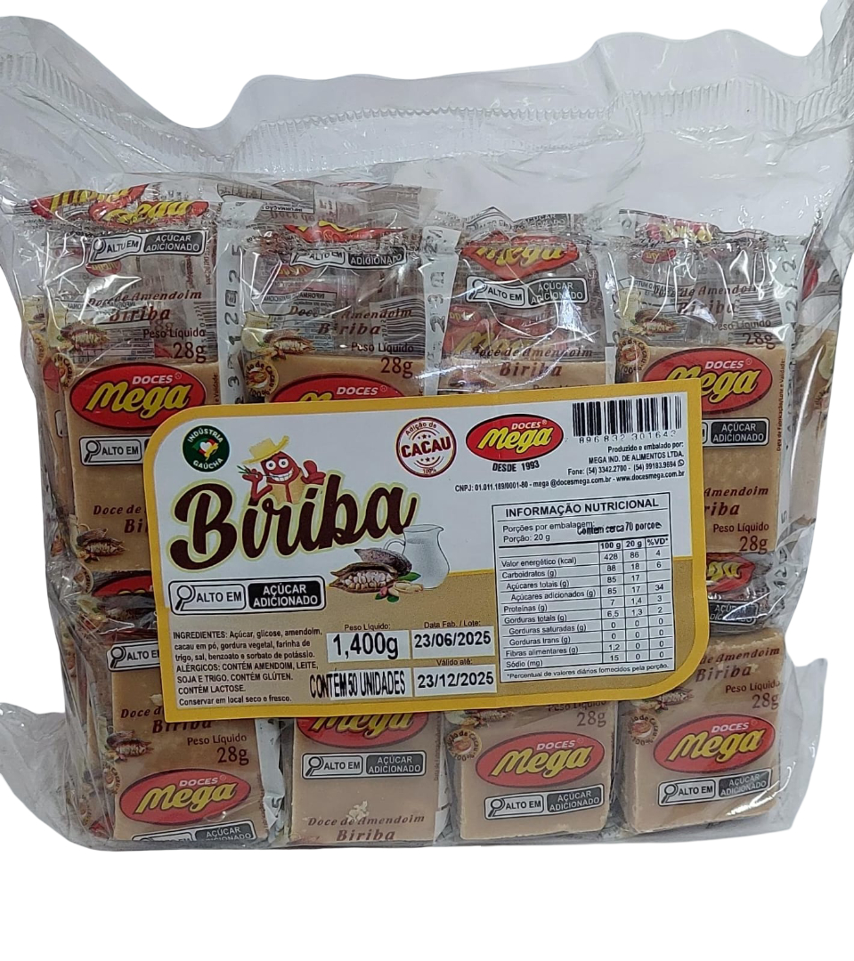 Biriba Leite e Cacau - 1,400kg com 50 unidades de 28g