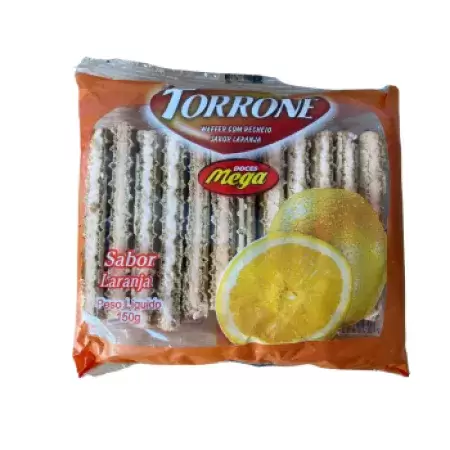 Torrone com Waffer recheio Sabor Laranja - 150g