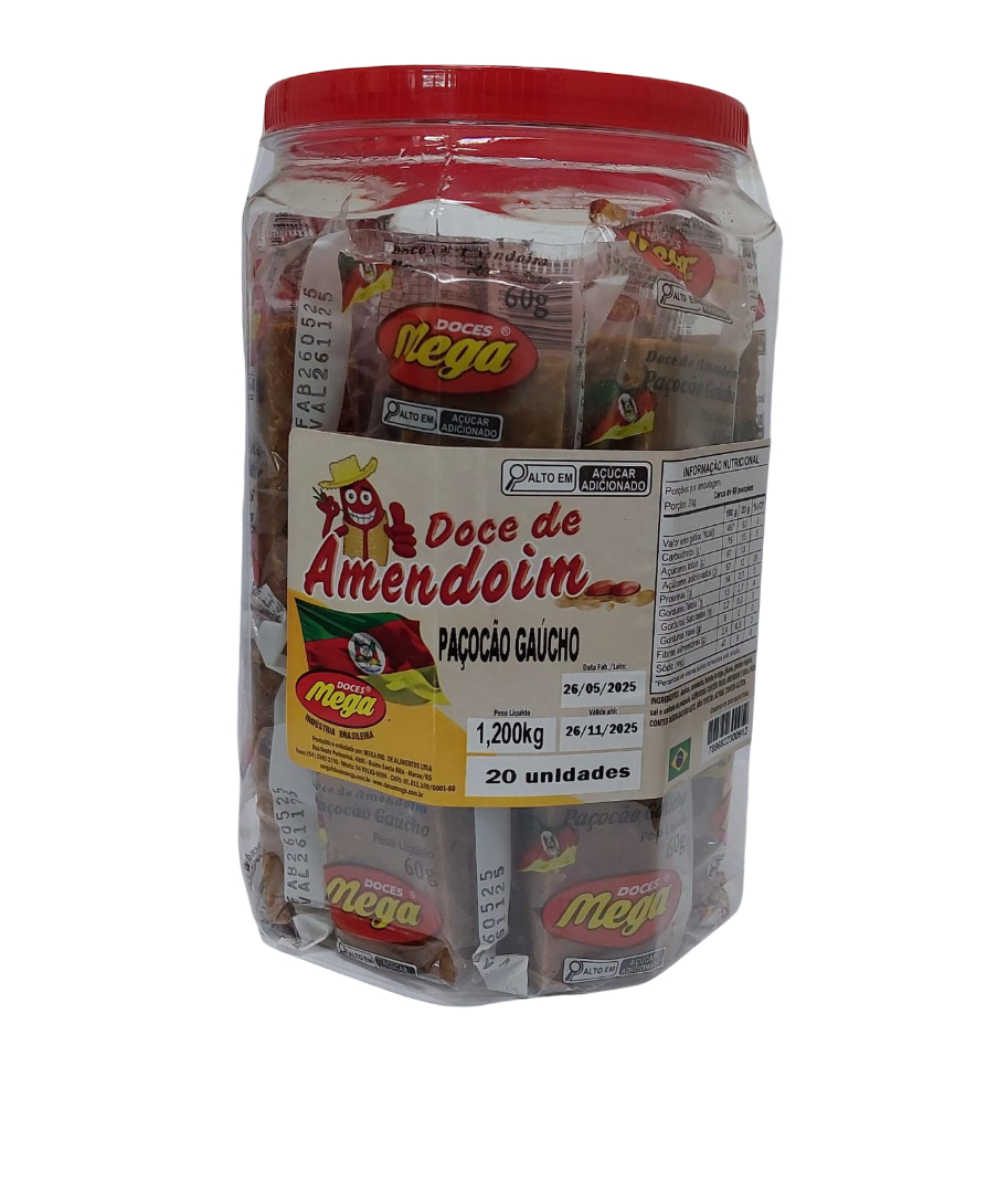 Paçocão Gaúcho Pote - 1,200kg com 20un de 60g