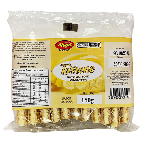 Torrone com Waffer recheio Sabor Banana - 150g